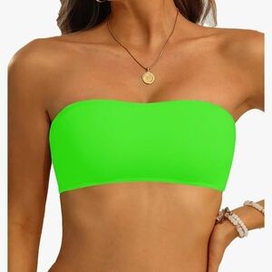 Neon Green Strapless Bikini Top